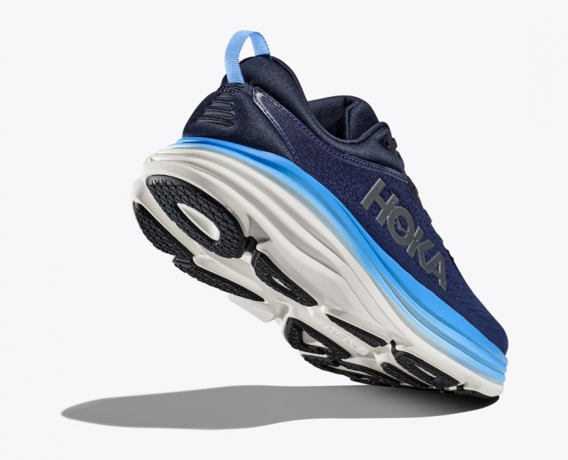 HOKA Bondi 8 Men's Running Shoes Dark Blue / Blue | 039261YHZ