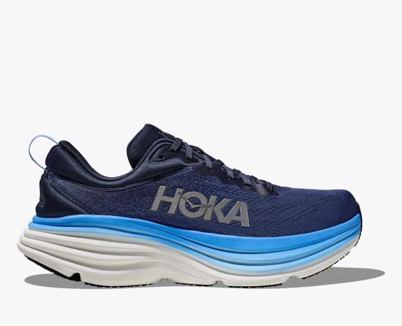 HOKA Bondi 8 Men\'s Running Shoes Dark Blue / Blue | 039261YHZ