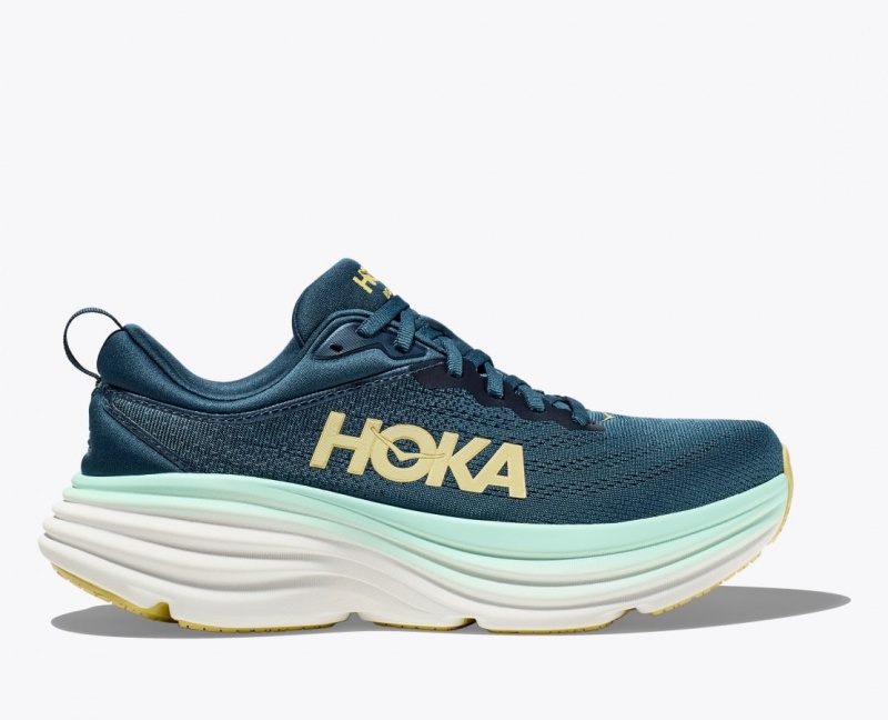 HOKA Bondi 8 Men\'s Running Shoes Dark Turquoise | 326751JCL