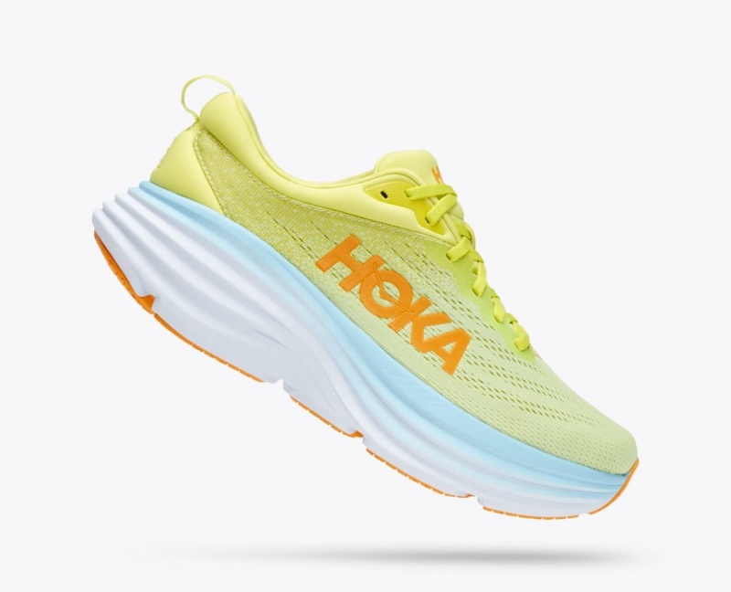 HOKA Bondi 8 Men's Running Shoes Light Green / Light Blue | 615279QGR