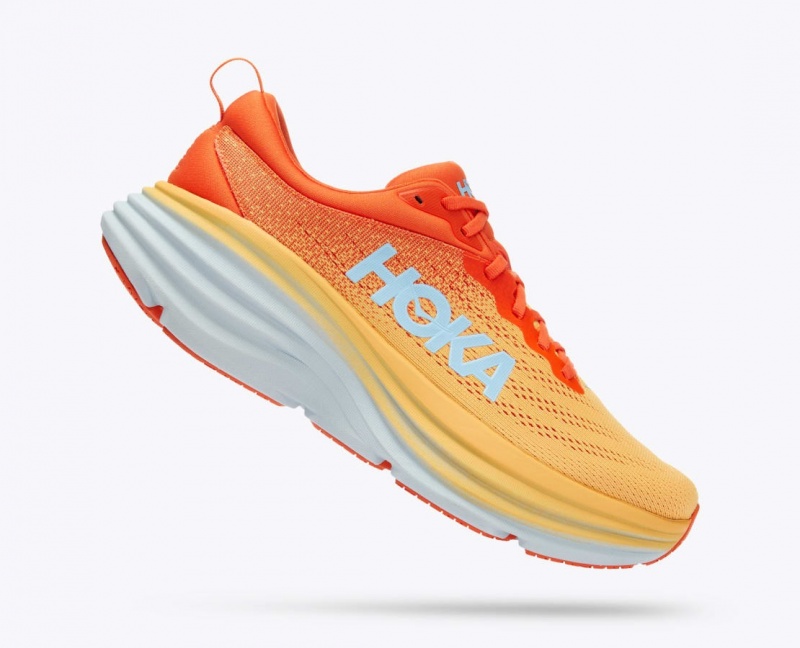 HOKA Bondi 8 Men's Running Shoes Orange / Red | 578109JYG