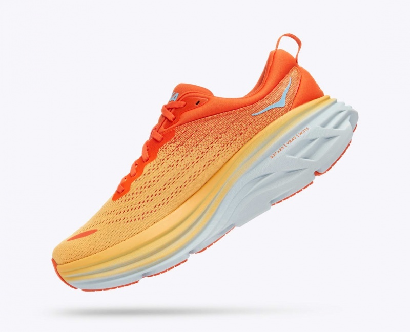 HOKA Bondi 8 Men's Running Shoes Orange / Red | 578109JYG