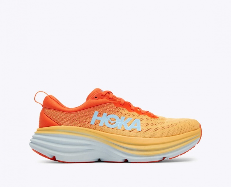 HOKA Bondi 8 Men\'s Running Shoes Orange / Red | 578109JYG