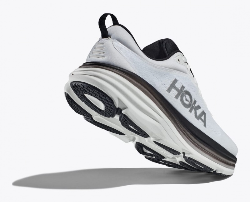 HOKA Bondi 8 Men's Running Shoes White / Black | 915238OWF