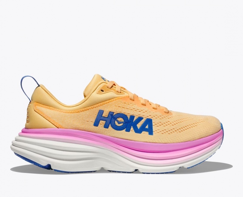 HOKA Bondi 8 Women\'s Running Shoes Light Orange / Pink | 940832HWK