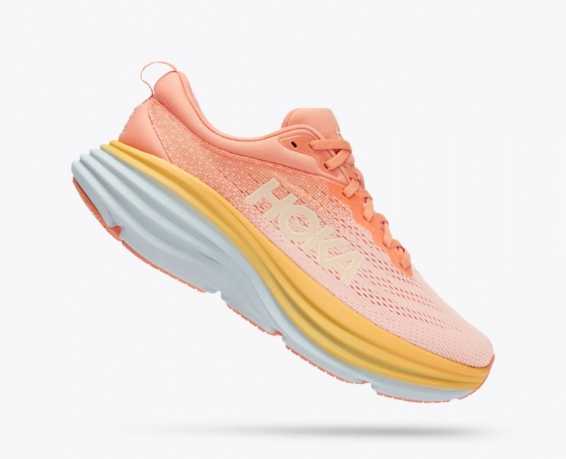 HOKA Bondi 8 Women's Running Shoes Light Coral | 503197UFR