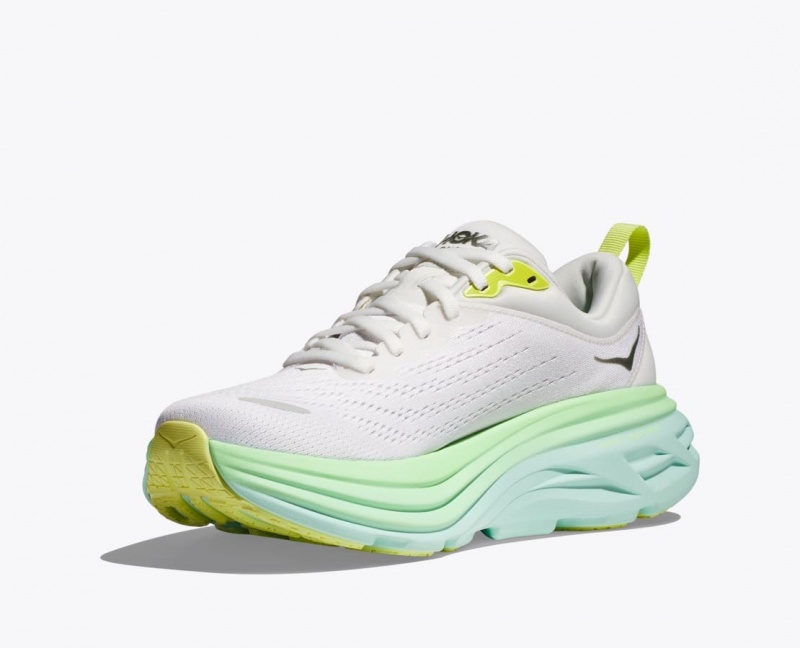 HOKA Bondi 8 Women's Running Shoes White / Light Green | 403871NTZ