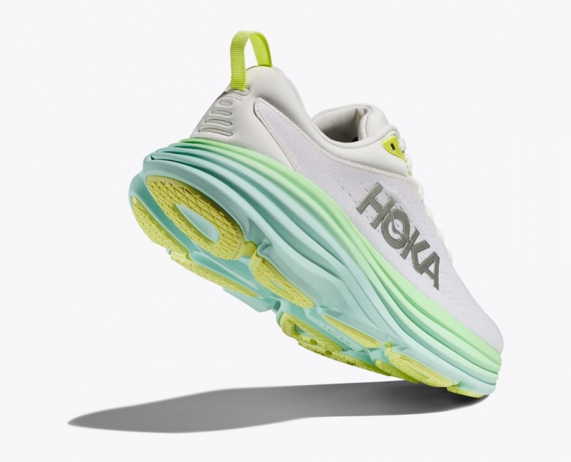 HOKA Bondi 8 Women's Running Shoes White / Light Green | 403871NTZ