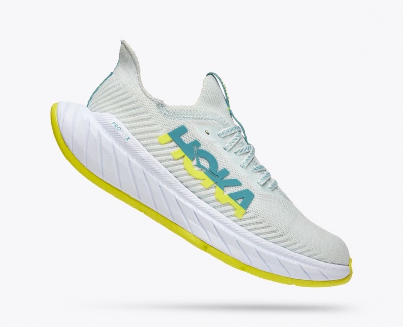 HOKA Carbon X 3 Men's Running Shoes White / Green | 849361QYE