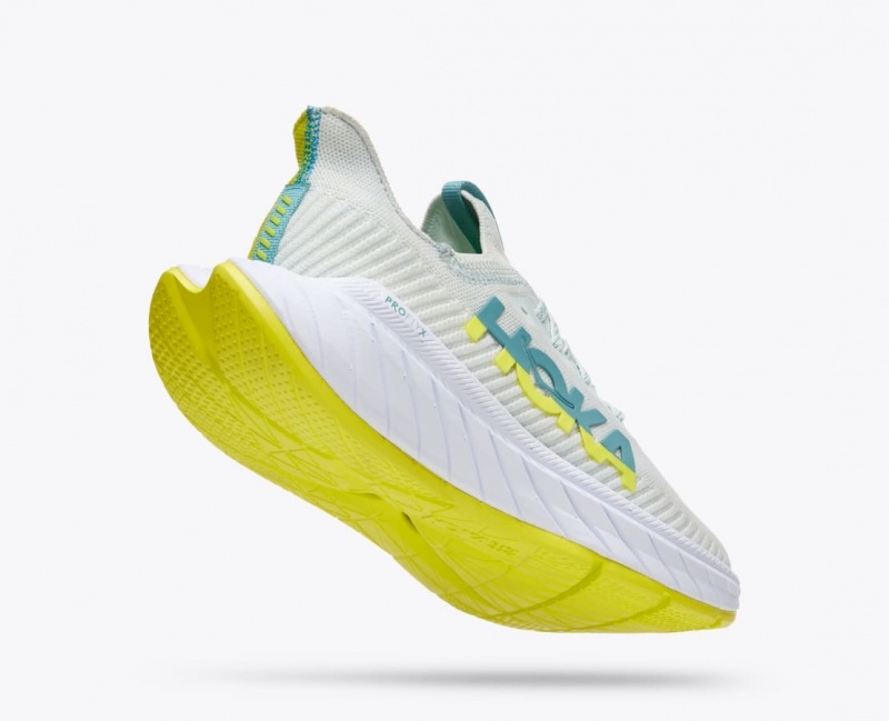 HOKA Carbon X 3 Men's Running Shoes White / Green | 849361QYE