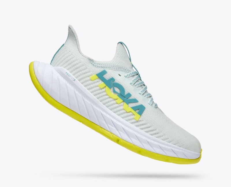 HOKA Carbon X 3 Women's Running Shoes White / Green | 729483QNL