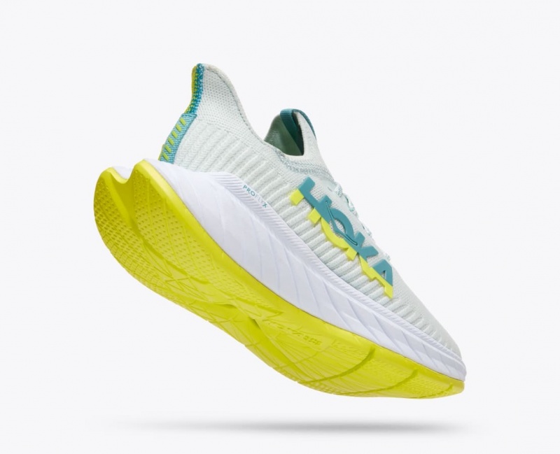 HOKA Carbon X 3 Women's Running Shoes White / Green | 729483QNL