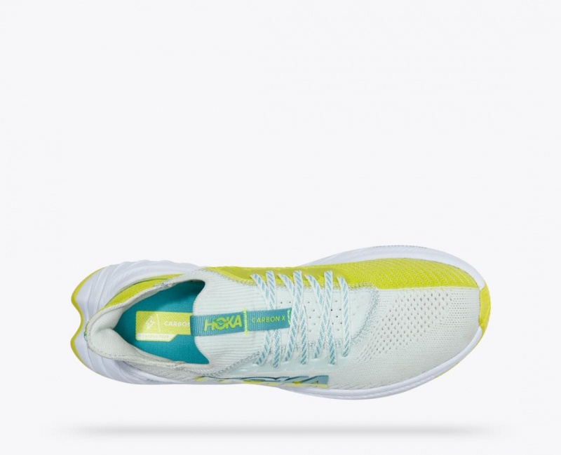 HOKA Carbon X 3 Women's Running Shoes White / Green | 729483QNL