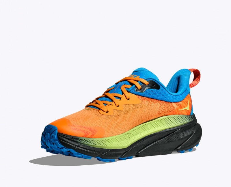 HOKA Challenger 7 GTX Men's Trail Running Shoes Orange / Green / Blue | 831674MZI