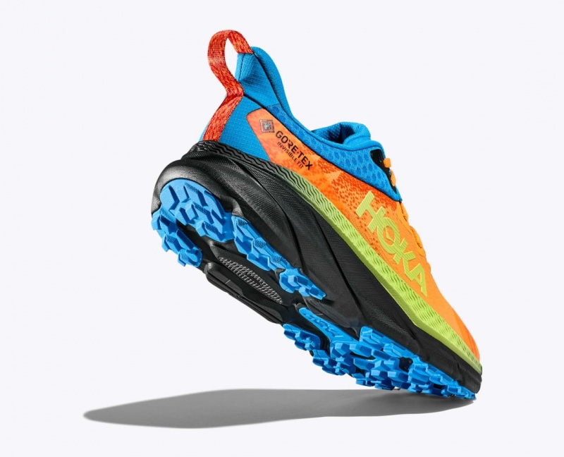 HOKA Challenger 7 GTX Men's Trail Running Shoes Orange / Green / Blue | 831674MZI