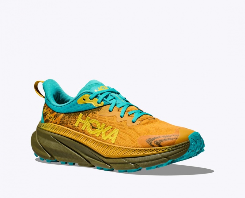 HOKA Challenger 7 GTX Men's Trail Running Shoes Orange / Olive / Turquoise | 590873IQD