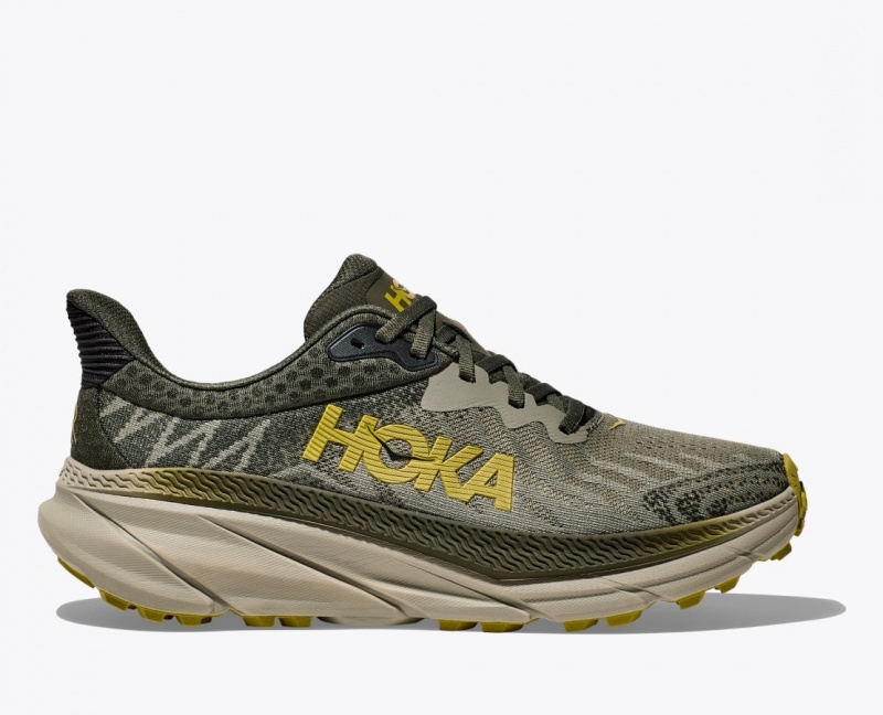 HOKA Challenger 7 Men\'s Trail Running Shoes Olive | 905132MSR