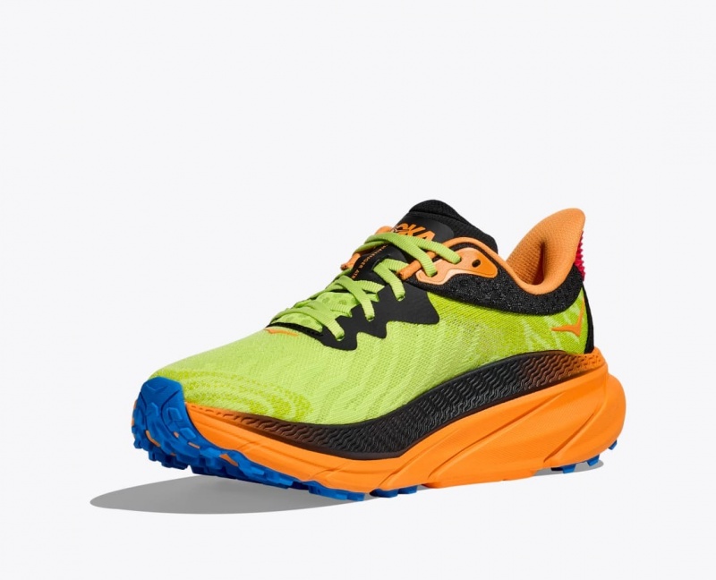 HOKA Challenger 7 Men's Trail Running Shoes Green / Black / Orange | 382719DCB