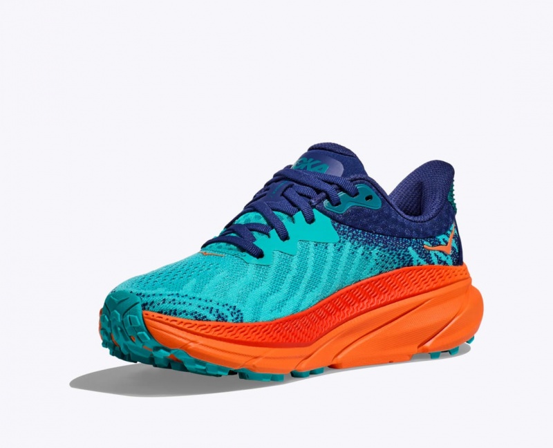 HOKA Challenger 7 Men's Trail Running Shoes Turquoise / Orange | 507963NLX