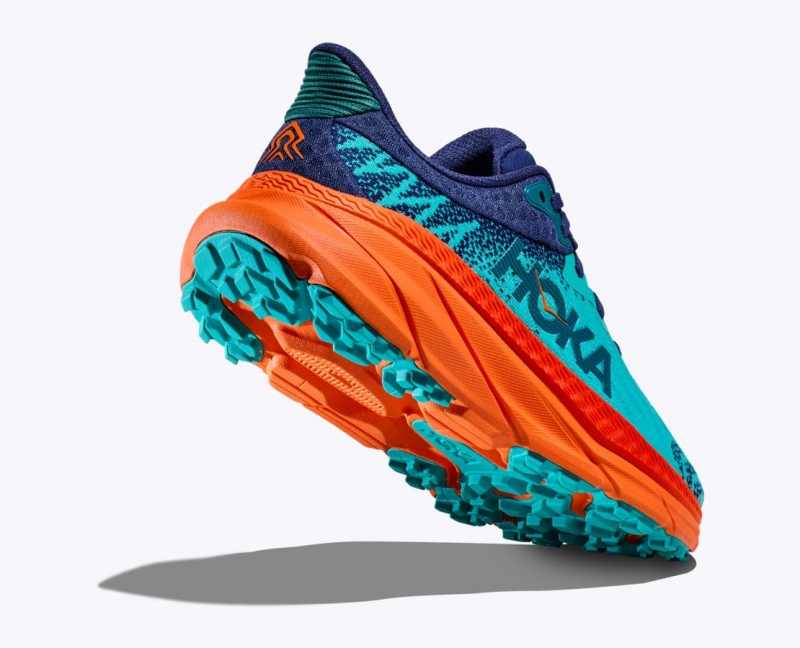 HOKA Challenger 7 Men's Trail Running Shoes Turquoise / Orange | 507963NLX