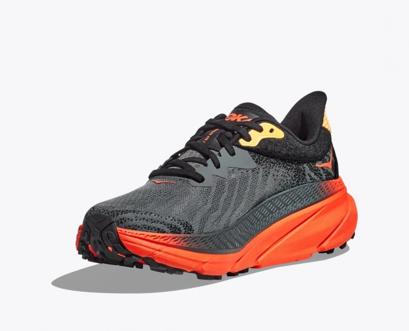 HOKA Challenger 7 Men's Trail Running Shoes Black / Red | 579840QDH