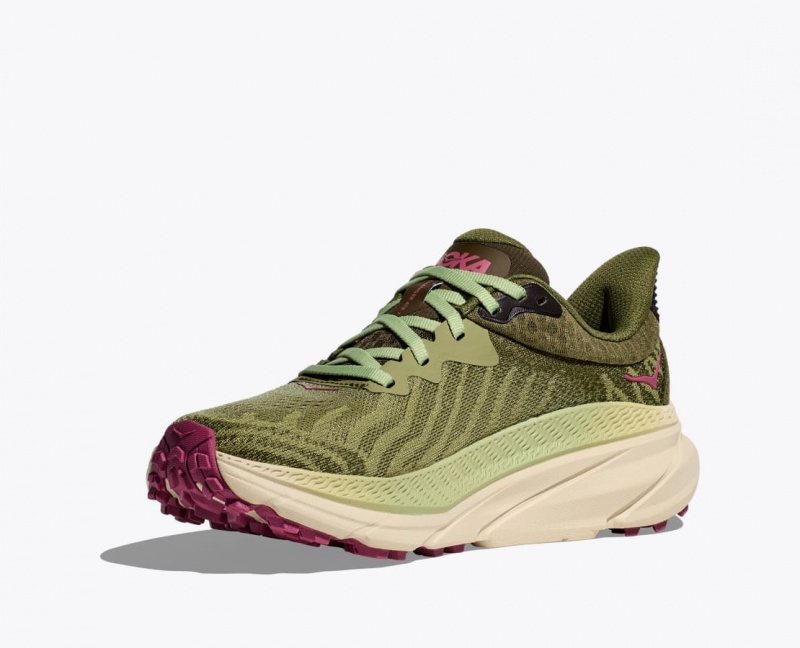 HOKA Challenger 7 Women's Trail Running Shoes Olive Green | 518742TFM