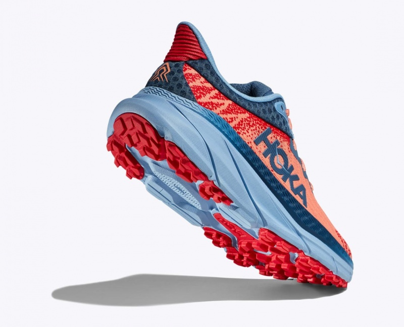 HOKA Challenger 7 Women's Trail Running Shoes Coral / Dark Blue | 086419VRL