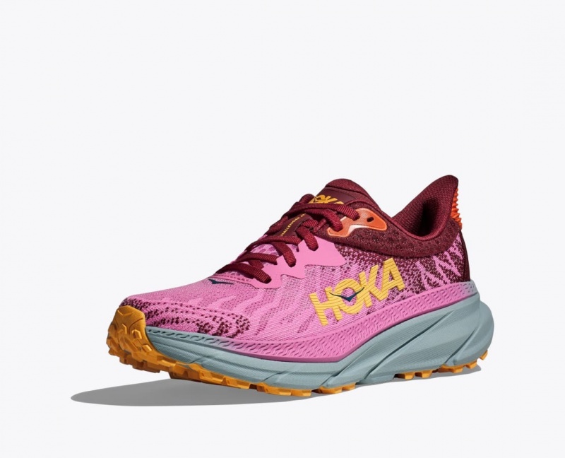 HOKA Challenger 7 Women's Trail Running Shoes Pink / Dark Red | 784092SUO