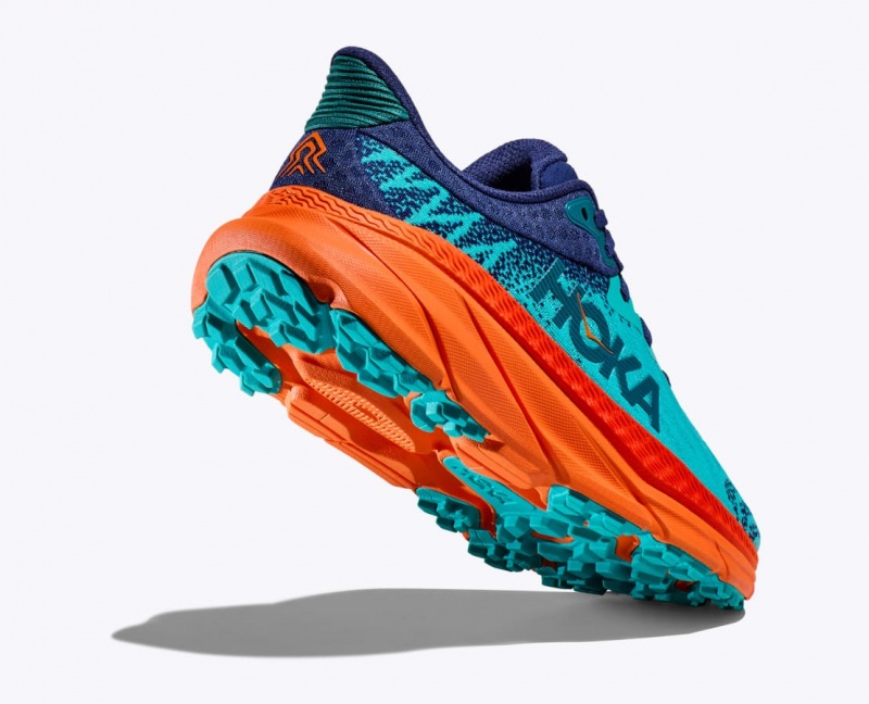 HOKA Challenger 7 Women's Trail Running Shoes Turquoise / Navy | 052946DTN