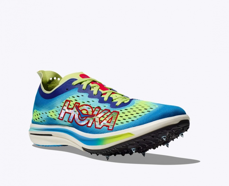 HOKA Cielo FLYX Men's Track Spikes Green / Blue | 763918DCT