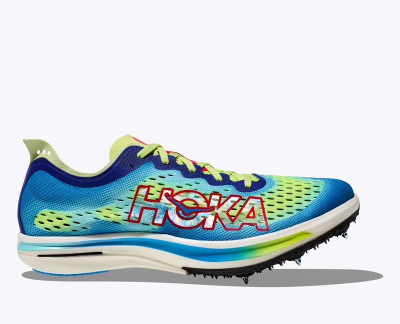 HOKA Cielo FLYX Men\'s Track Spikes Green / Blue | 763918DCT