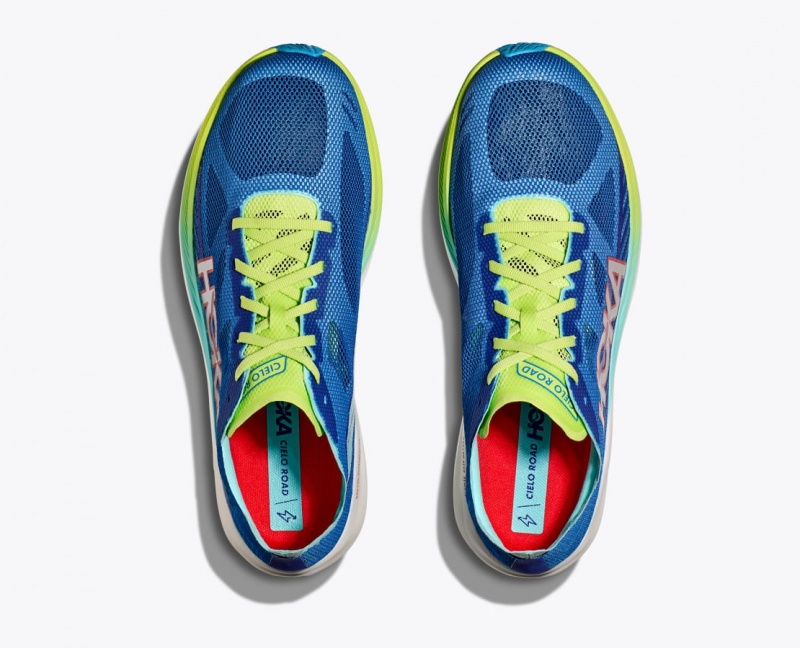 HOKA Cielo Road Men's Running Shoes Blue / Green | 240869BOS