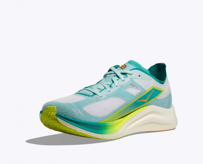 HOKA Cielo Road Men's Running Shoes White / Turquoise | 769214YHL