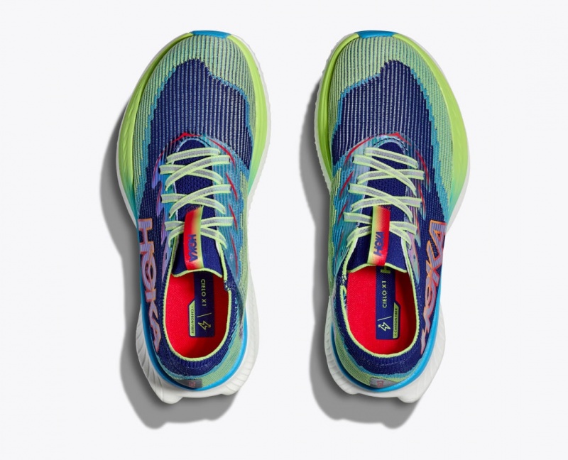 HOKA Cielo X1 Men's Running Shoes Navy / Green | 509863UXC