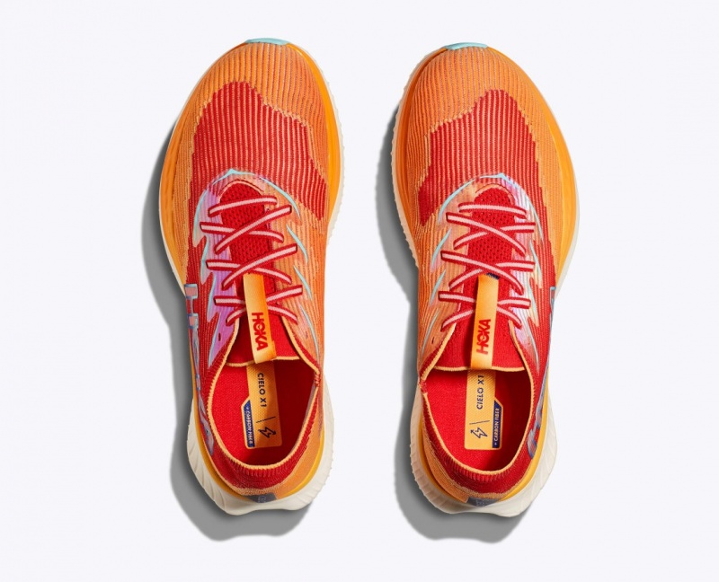 HOKA Cielo X1 Men's Running Shoes Orange / Red | 963128AWT