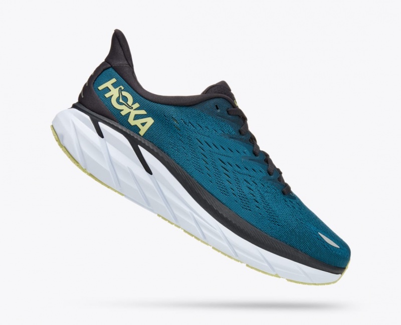 HOKA Clifton 8 Men's Running Shoes Dark Turquoise / Black | 146750CPR