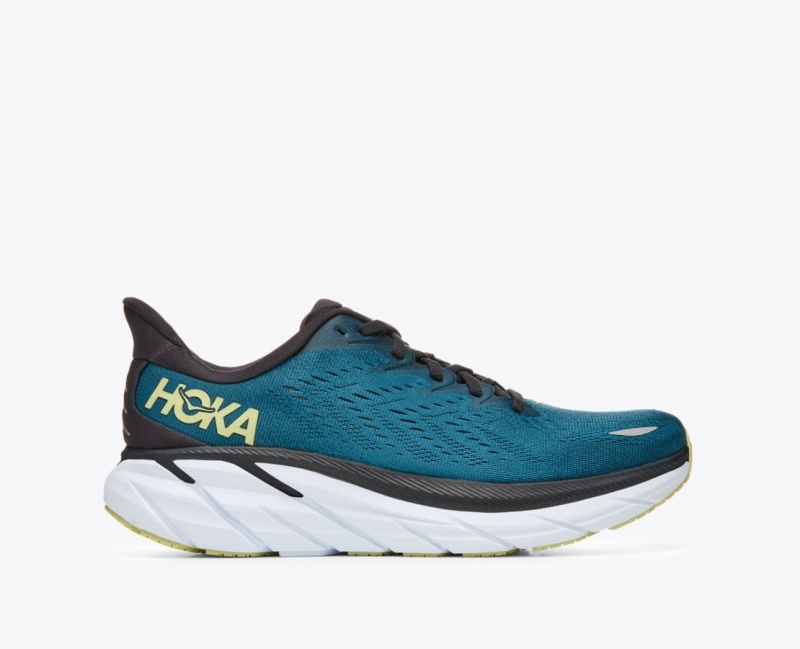 HOKA Clifton 8 Men\'s Running Shoes Dark Turquoise / Black | 146750CPR