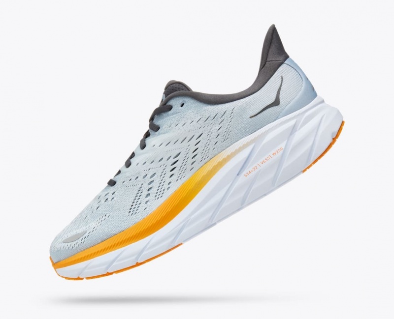 HOKA Clifton 8 Men's Running Shoes Light Blue / Orange | 179243HFJ