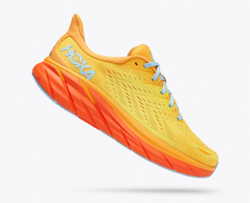 HOKA Clifton 8 Men's Running Shoes Orange / Yellow | 530614EWQ