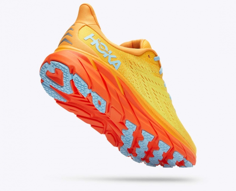 HOKA Clifton 8 Men's Running Shoes Orange / Yellow | 530614EWQ