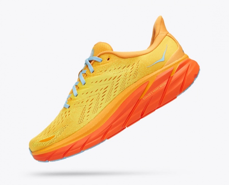 HOKA Clifton 8 Men's Running Shoes Orange / Yellow | 530614EWQ