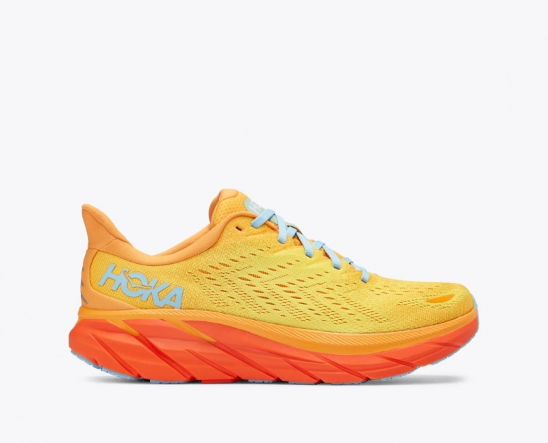 HOKA Clifton 8 Men\'s Running Shoes Orange / Yellow | 530614EWQ