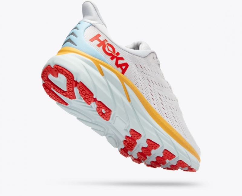 HOKA Clifton 8 Men's Running Shoes White / Orange / Red | 583471INH