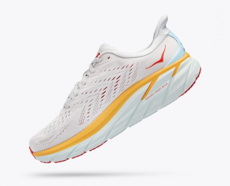 HOKA Clifton 8 Men's Running Shoes White / Orange / Red | 583471INH