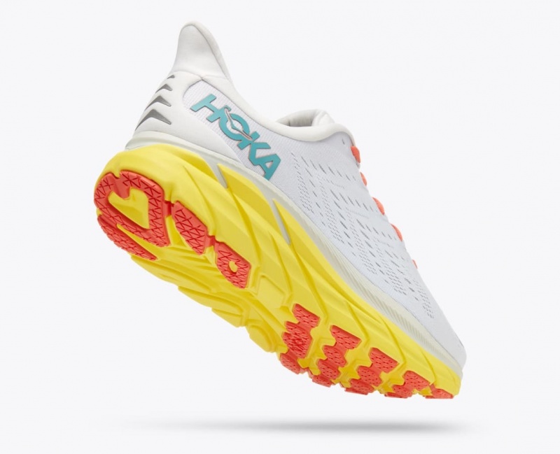 HOKA Clifton 8 Men's Running Shoes White / Yellow | 432785WRS