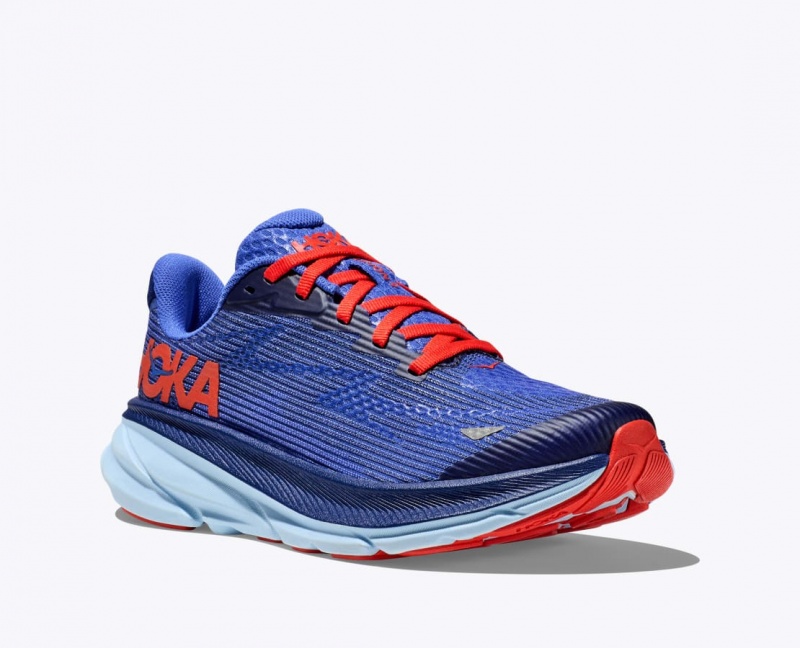 HOKA Clifton 9 Kids' Running Shoes Dark Blue / Red | 362590HIQ