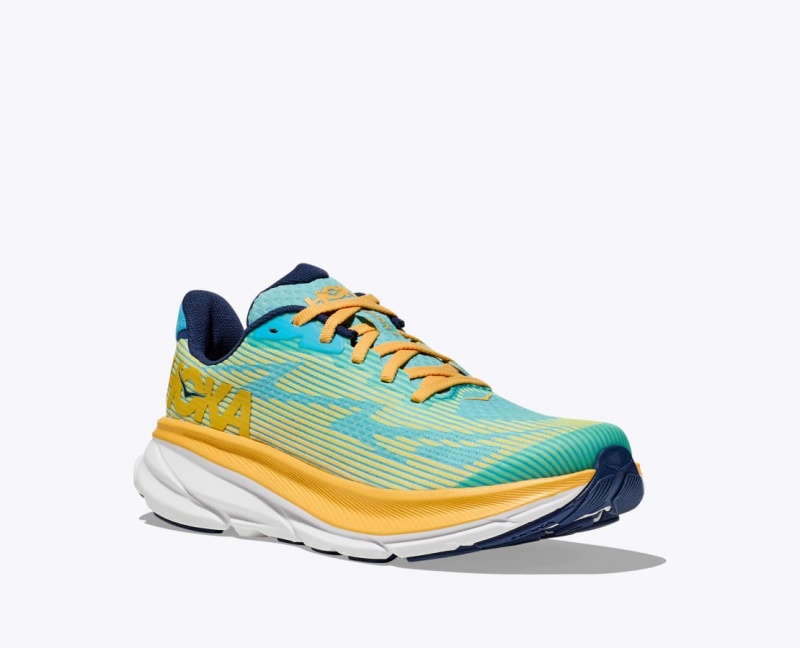 HOKA Clifton 9 Kids' Running Shoes Light Green / Orange | 583410FVX