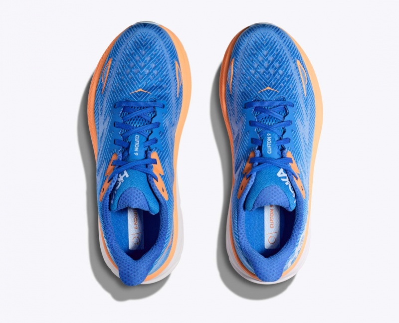 HOKA Clifton 9 Men's Running Shoes Blue / Orange | 172385PRA