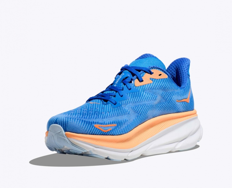 HOKA Clifton 9 Men's Running Shoes Blue / Orange | 172385PRA