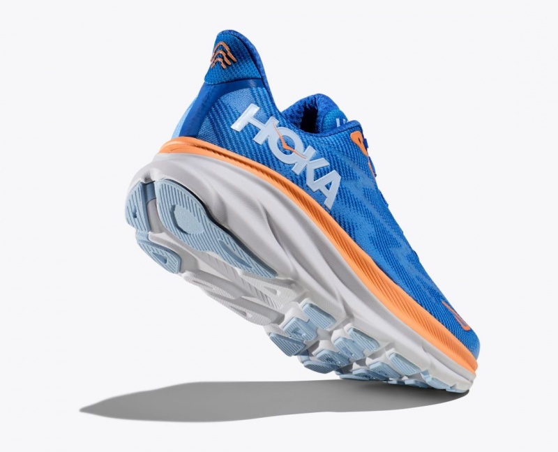 HOKA Clifton 9 Men's Running Shoes Blue / Orange | 172385PRA